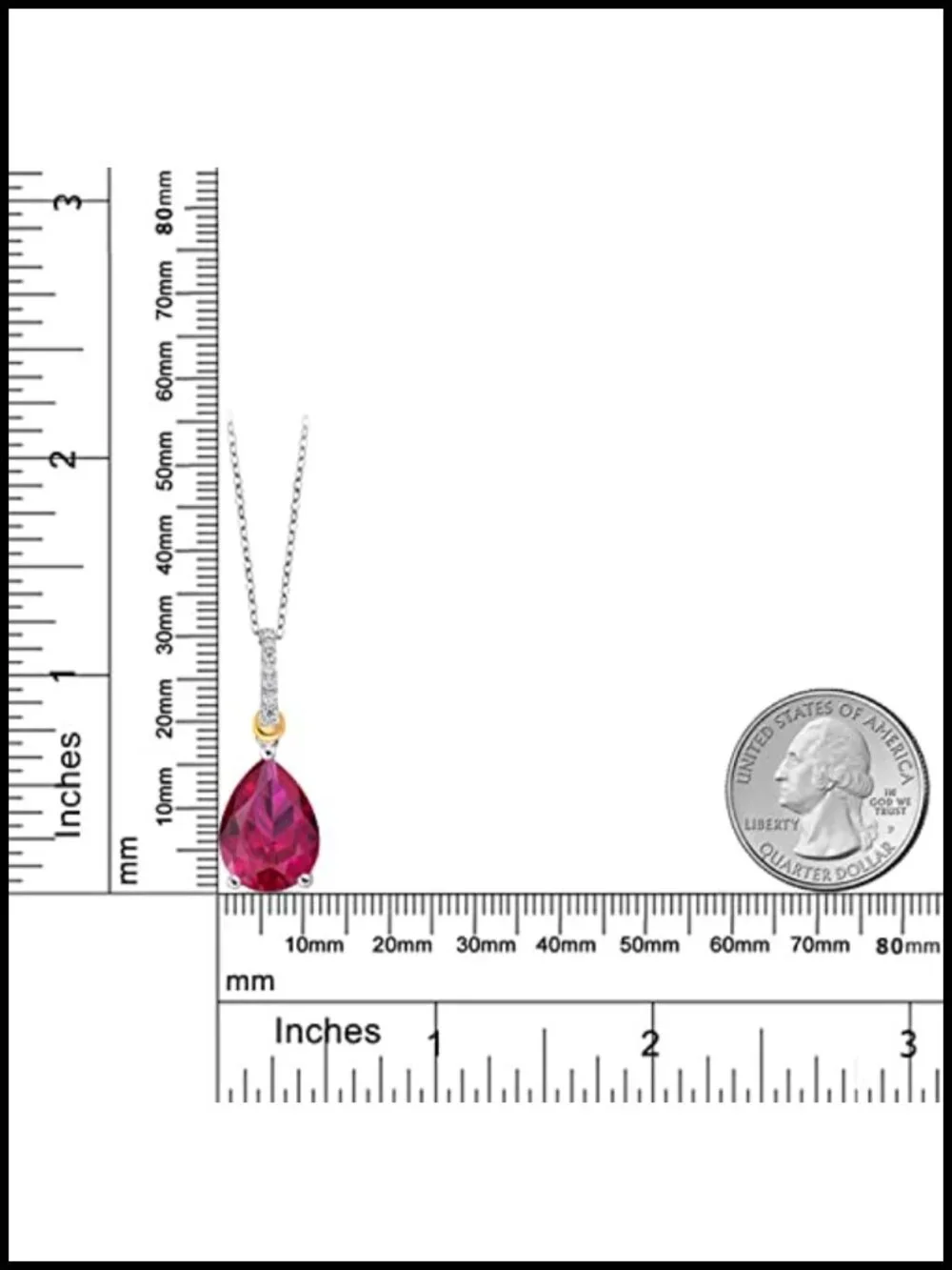 6-10 Cttw Created Ruby and White Moissanite Teardrop Pendant Necklace - 925